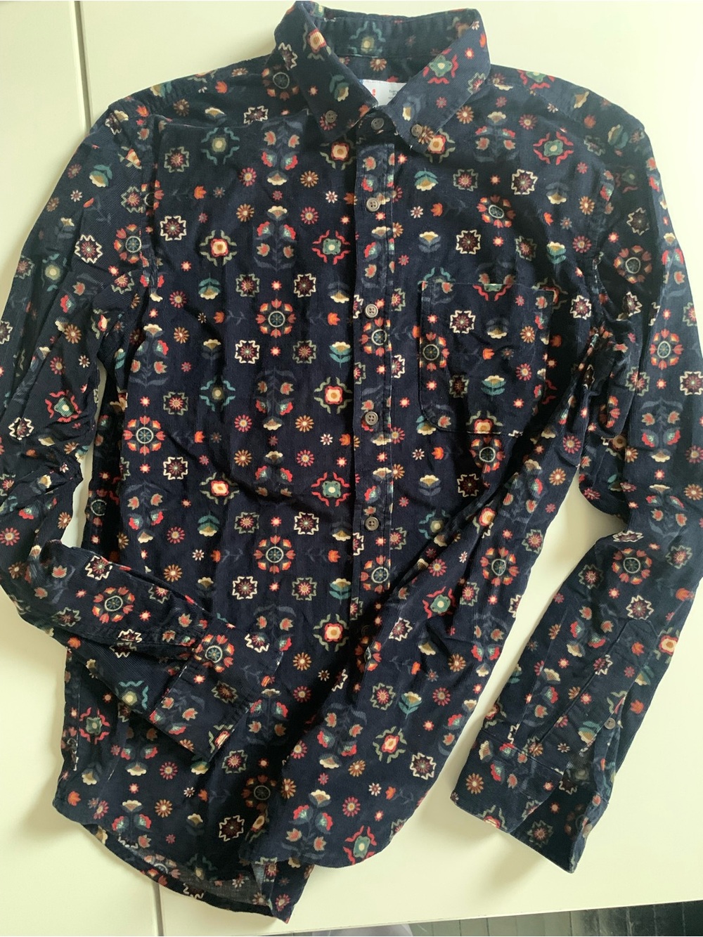 #17 Old Navy Navy Floral Button-Down Shirt with Multicolor Accents